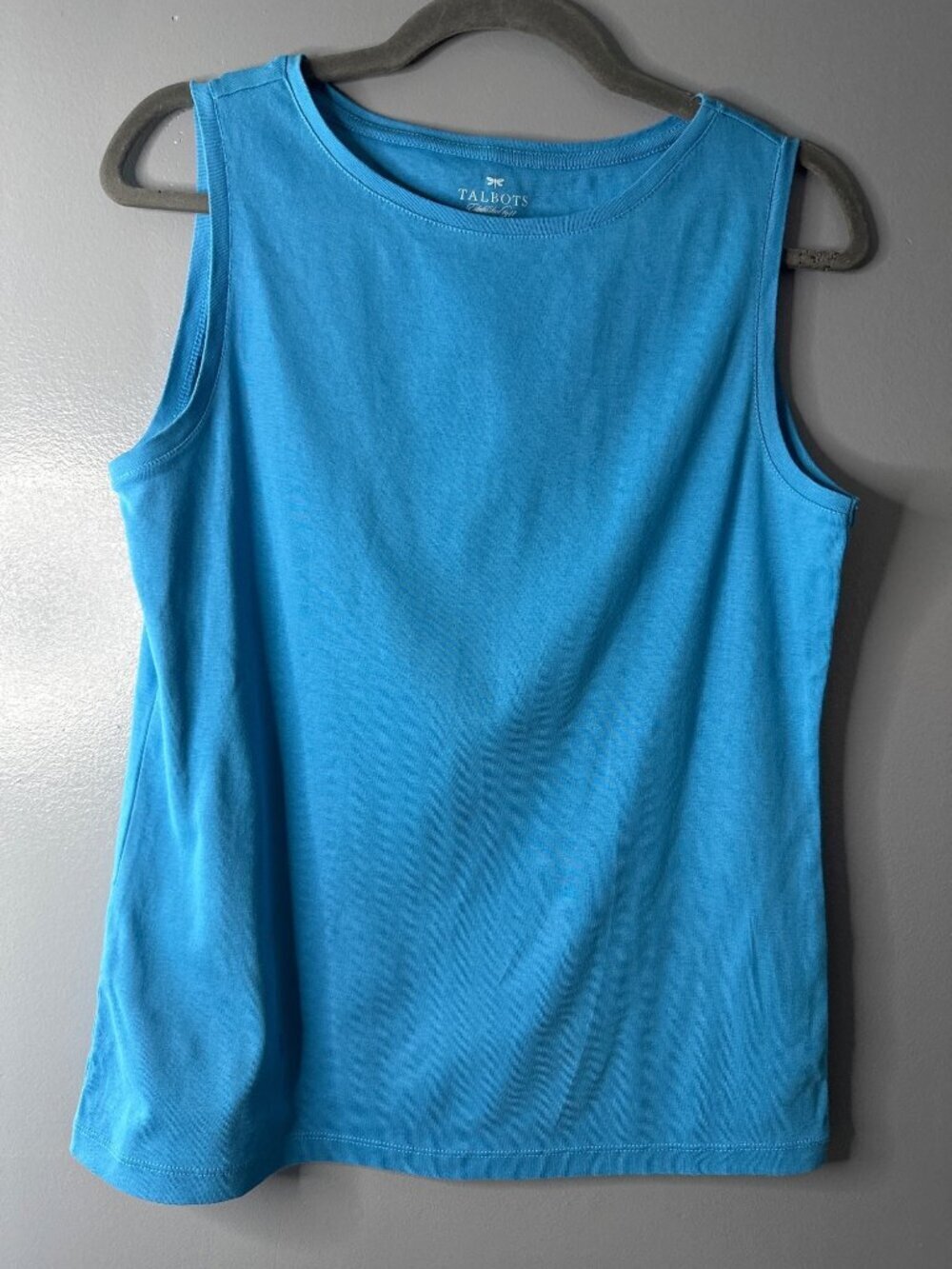 Talbots Size L Blue Top 100% Pima Cotton Soft Tee Classic Casual Basic summer